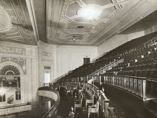 This photo of the Hilbert Circle Theatre's auditorium was taken shortly after it opened in 1916.  