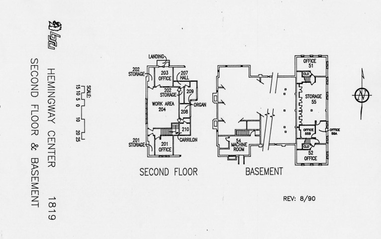 Second Floor and Basement of Assembly hall floor plan