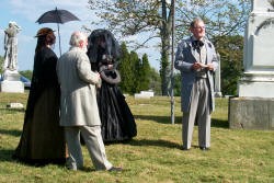 President Jefferson Davis doing a reading at the memorial.