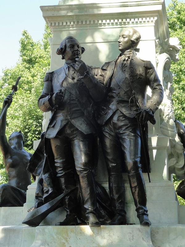 Comte d'Estaing and Comte de Grasse, French naval commanders who aided Lafayette in the American Revolution. 