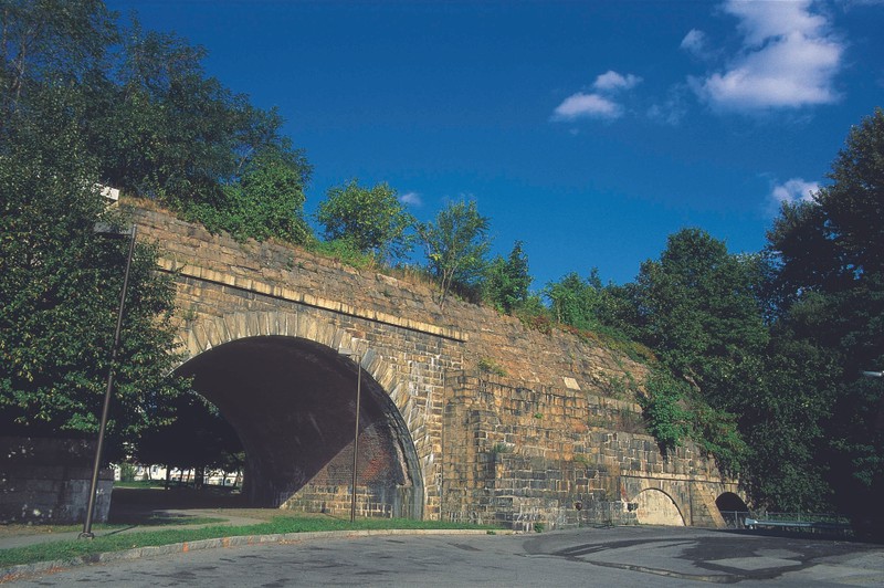 Old Croton Aqueduct crossing of Nepperhan Avenue in Yonkers.