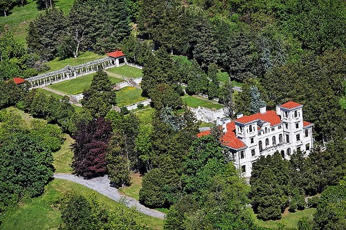 Aerial view of the mansion
