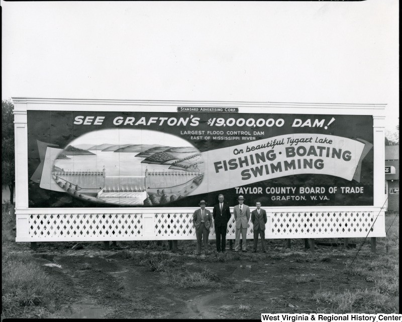 Billboard for the newly constructed Tygart Lake Dam in Grafton, WV