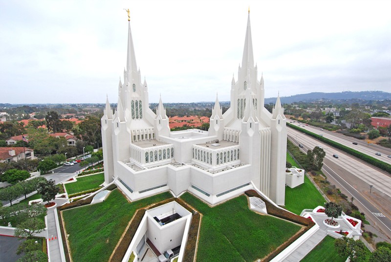 Ariel view of the back of the temple