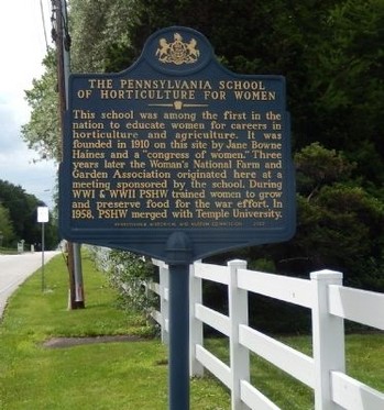 The marker for The Pennsylvania School of Horticulture for Women