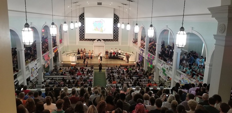 This is the space where the entire student body can gather. Each June, the West Virginia Annual Conference also gathers in this place for worship and business meetings. In each case there are more than 1,000 people.