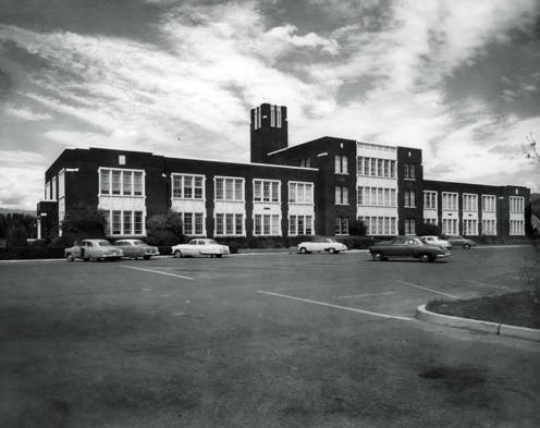 Rear view of Administration building in the 50's