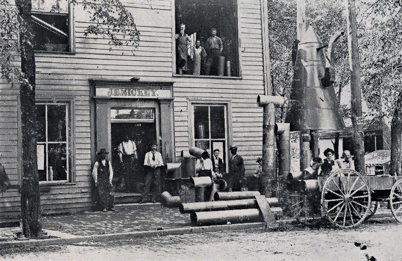 The Coffee Pot in its original location, outside the Mickey Brothers' shop.