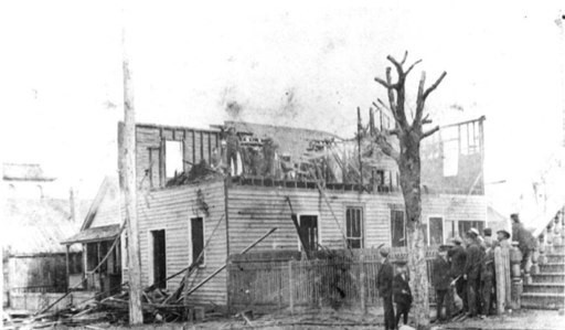 The burned Daily Record after armed white supremacists stormed the business in search of Manly after he fled. 
Historical Photos from Wilmington Race Riots, 1898. (2017). Barbarawrightbooks.com. Retrieved 30 March 2017, from http://www.barbarawright