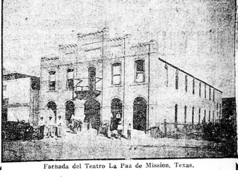 Photo of the theater in 1920 advertisement for sale in Spanish language newspaper