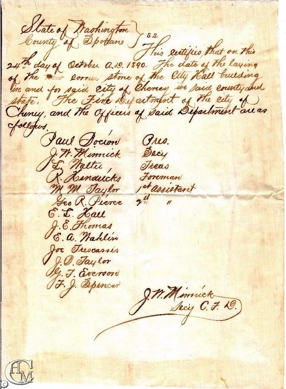 Fire Department document from Time Capsule