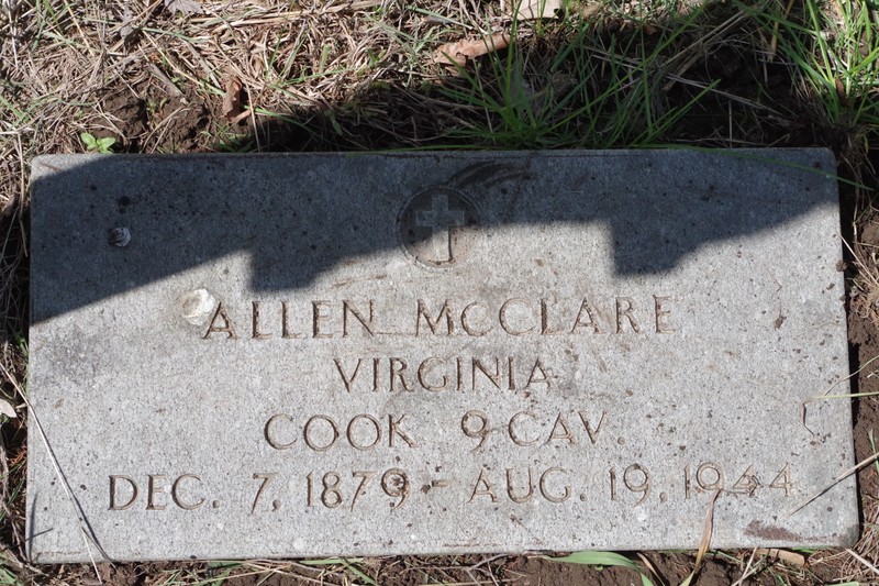 Burial Marker for Sgt Allen McClare, the "Buffalo Soldier."