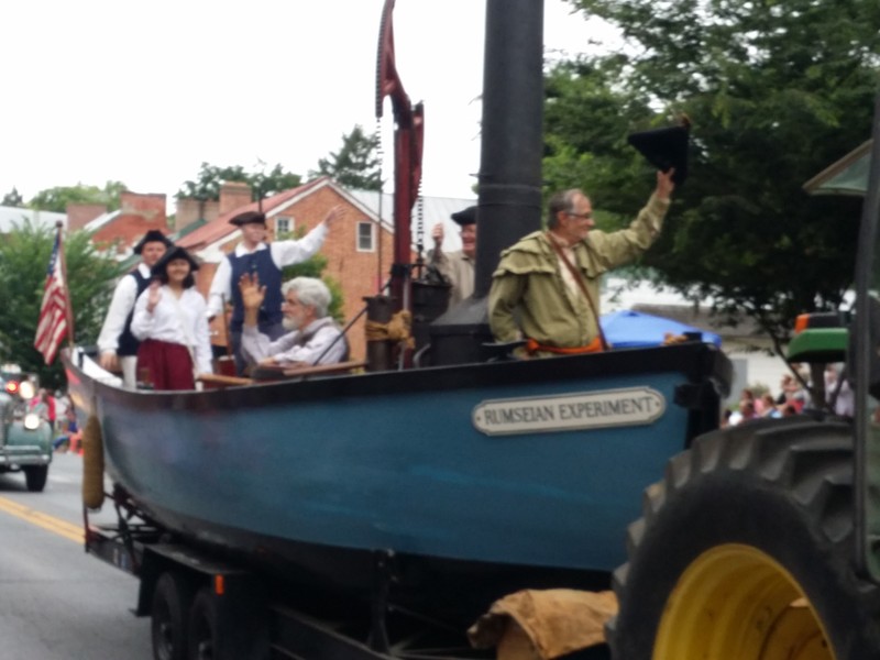 Replica of the Rumsey Boat in the 4th of July Parade.