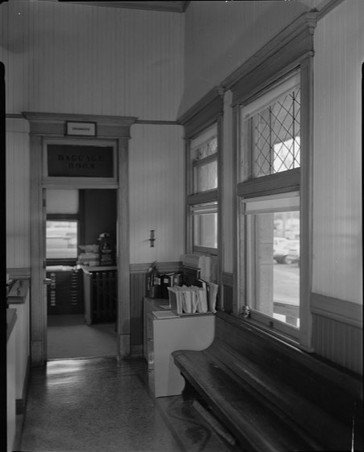 Photo of waiting room and doorway into baggage room (HABS ca. 1983)