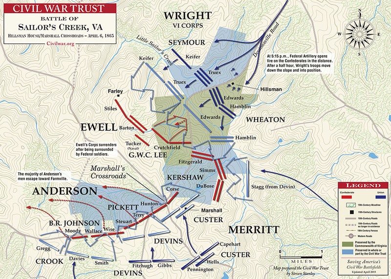 Map of the fighting that took place by name of the general and commanding officer in charge