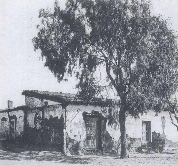 Casa de Estudillo circa 1890. The place was in a terribly dilapidated condition, with the owner having sold off parts of it