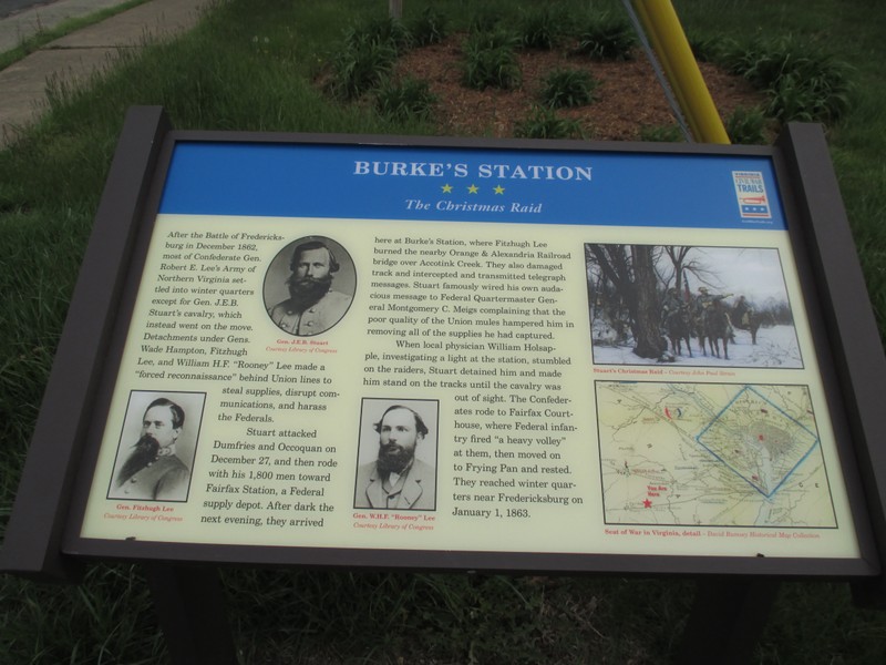 "Burke's Station: The Christmas Raid" Civil War Trails sign at the Burke Station site