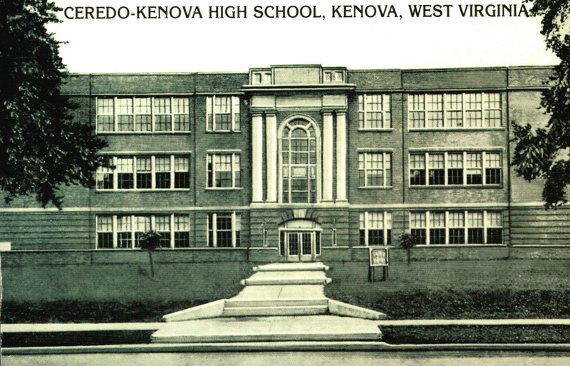 The communities of Ceredo and Kenova were symbolically united in 1923 with the opening of Ceredo-Kenova High School, which brought together students from both towns. The school closed in 1998. Image courtesy of the Ceredo Historical Society Museum. 