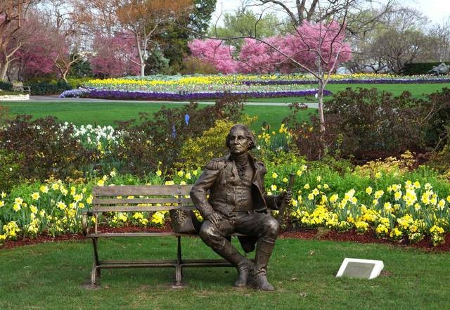 Sit and have a chat with George Washington.  There are other statues of famous individuals located throughout the arboretum.  