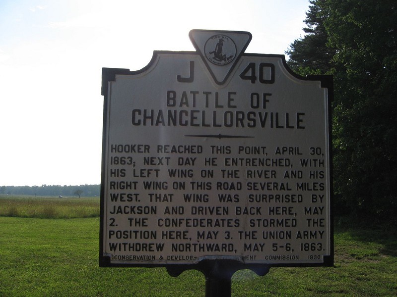 Historic marker where the Battle of Chancellorsville took place