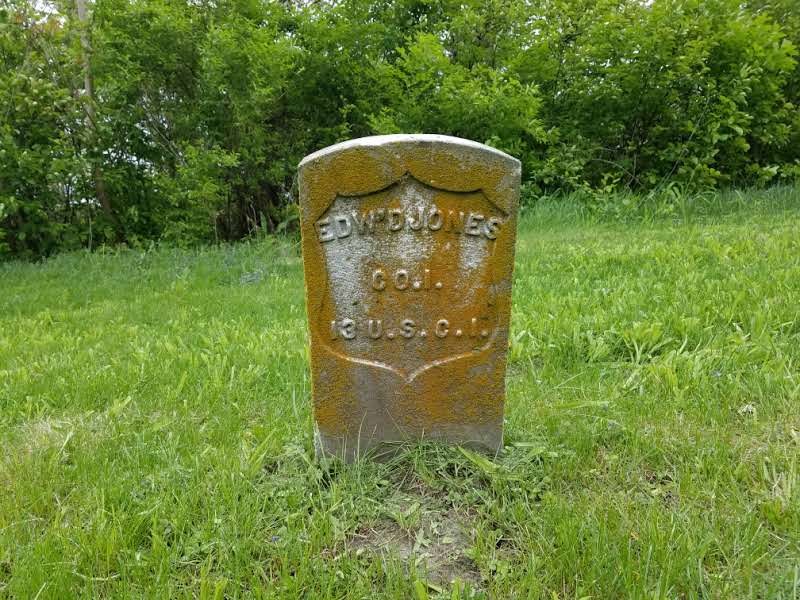 Grave stone of Edward Jones located on the eastern edge of lot 9.