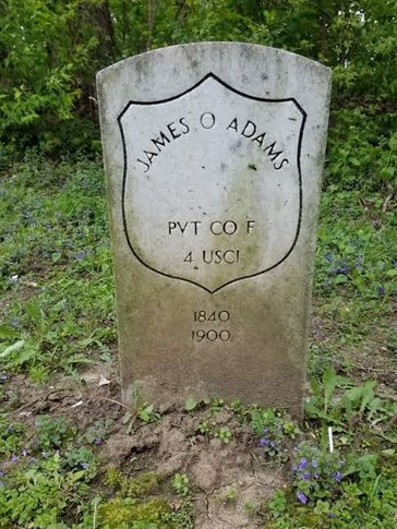 Resting place of James O. Adams located on the eastern edge of Lot 9.