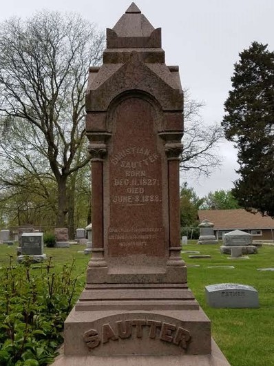 Grave marker of Christian Sautter and other immediate family members buried in the same plot.