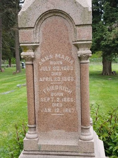 Grave marker of Christian Sautter and other immediate family members buried in the same plot.