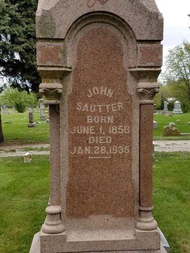 Grave marker of Christian Sautter and other immediate family members buried in the same plot.
