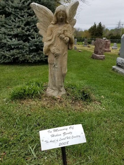 The angel statue dedicated to Helen Zentz.