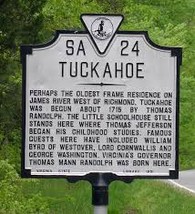 Historic Marker at Tuckahoe Plantation 