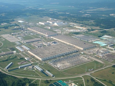 An aerial shot of the plant