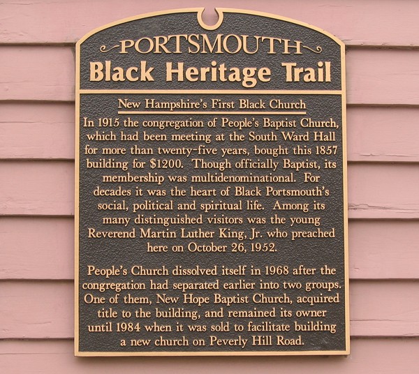 People's Baptist Church plaque