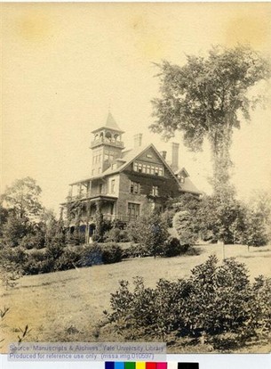 View of Marsh Hall, which now contains offices for the School of Forestry and Environmental Studies. A new lecture hall named for Marsh is currently under construction. (Manuscripts & Archives, Yale University Library)