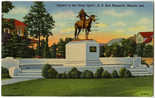 This is a postcard depicting "Appeal to the Great Spirit" and the surrounding area. It was made sometime after 1929, when the statue and surrounding park were opened to the public.