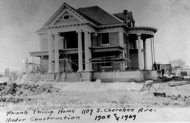 The Frank Phillips Home under construction.