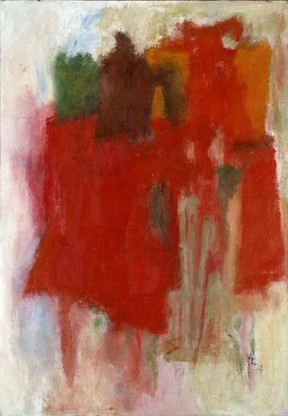 Alma Thomas, Red Abstraction, 1959. Dabs and strokes of red, brown, and green paint are used to showcase colors of autumn that Thomas saw outside of her window. 