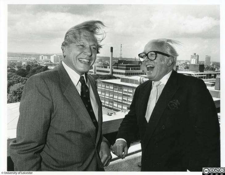 Photograph of F. L. Attenborough's sons David and Richard (Sir David and Lord Attenborough) at the launch of the of the Arts and Disability Centre