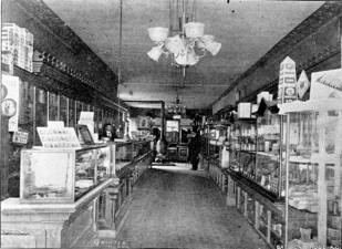 Interior view of J.H. Clinton's Drug Store. 