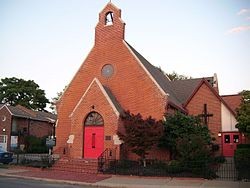 This is a street view of Trinity Episcopal Church as it stands today. 