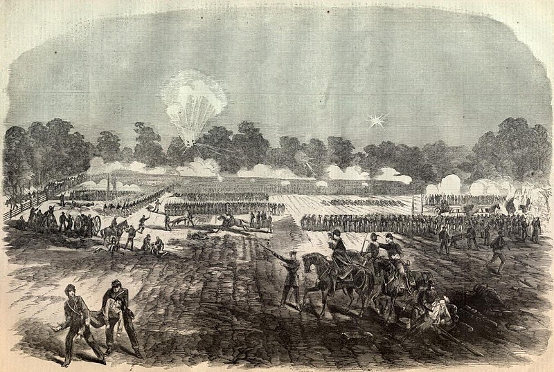 Sketch of the battle by William Hall that appeared in the American political magazine, Harper's Weekly, on May 16, 1863.
