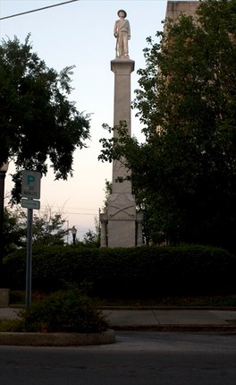 This is the Lauderdale County Civil War Memorial. This monument has a single Confederate solider on top.