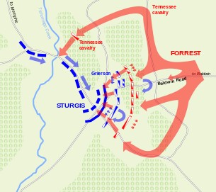 This is a great visual explanation for the Battle of Brice's Cross Roads