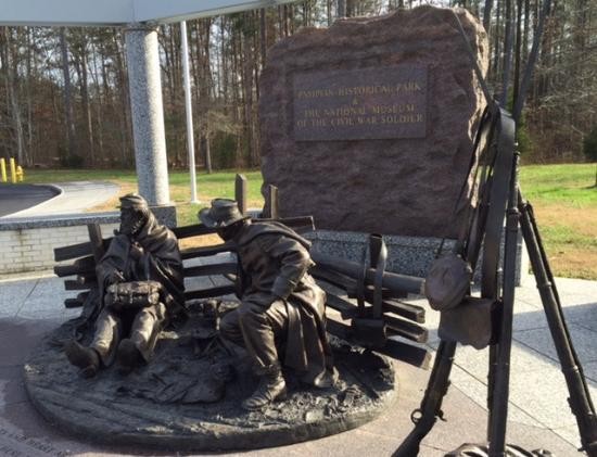 A monument for the Civil War Soldier in front of the museum