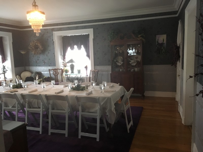 Purple Iris at Hartwood Mansion (2017) Dining room. 