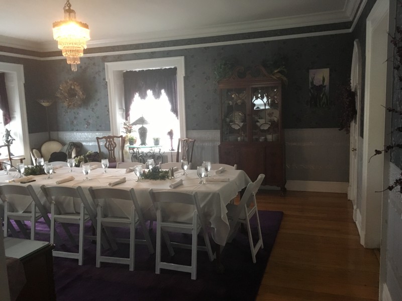 Purple Iris at Hartwood Mansion (2017) Dining room.