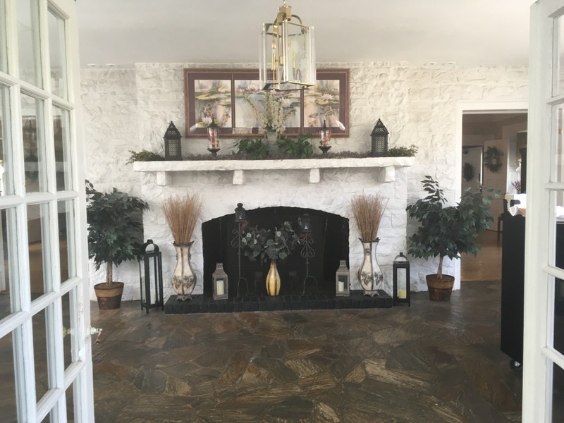 Purple Iris at Hartwood Mansion (2017) Bar area- Fireplace. 