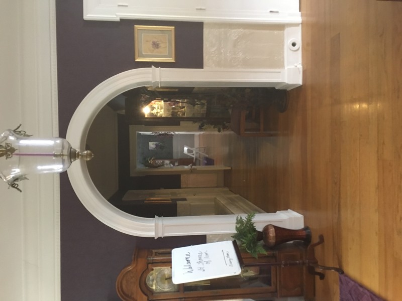 Purple Iris at Hartwood Mansion (2017) Arch way to Dining Room. 
