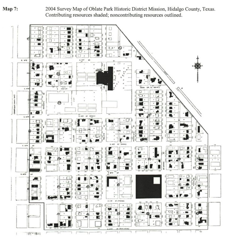 2005 map of Oblate Park Historic District (Myers and Thompson 2005:71, Map 7)