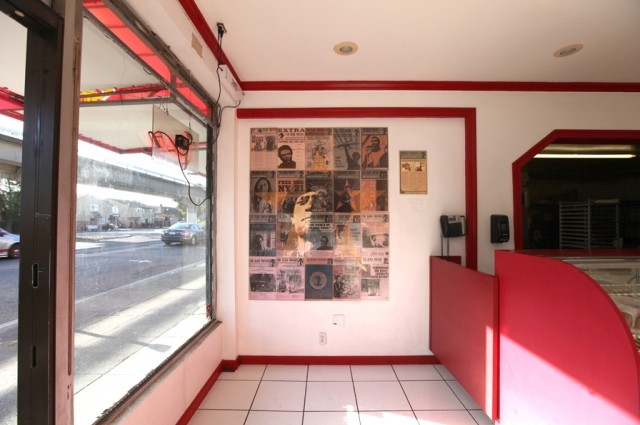 Display commemorating the Panthers inside the bakery